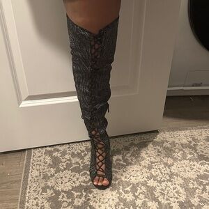 Elegant Black and Silver Women's Boots